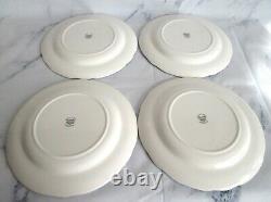 12PC ROYAL STAFFORD Dinner Salad Plates Soup Cereal Bowls Blue Willow RARE BLACK
