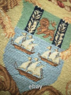 18 Rare Stunning Royal Crest Lions Needlepoint Pillow Cushion