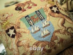 18 Rare Stunning Royal Crest Lions Needlepoint Pillow Cushion