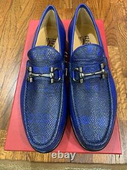 $2,000 Salvatore Ferragamo Mason Royal Blue Lizard Shoes 10EE Made in Italy RARE