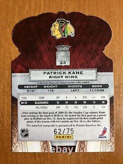 2010 PANINI CROWN ROYALE Patrick Kane Auto CUP CHAMPIONS YEAR #23 RARE #'D 62/75