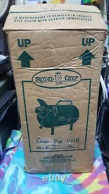 50's 60`s ROYAL CHEF LITTLE PIG BBQ GRILL- NEW WITH MANUAL & Box Rare Vintage