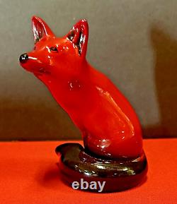 Antique Rare Royal Doulton England Flambe Fox 1901 Backstamp Lion Crown Roundel