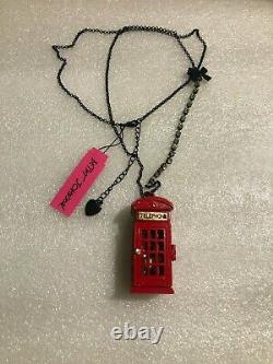 Betsey Johnson Royal Engagement Telephone Booth Necklace Nwt Rare NEW