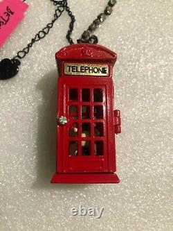Betsey Johnson Royal Engagement Telephone Booth Necklace Nwt Rare NEW