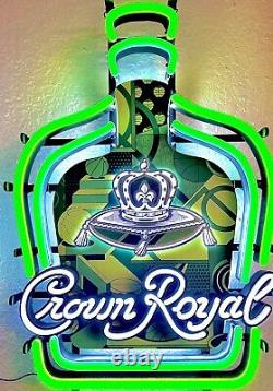 Crown Royal Apple Neon Sign Rare HTF LED Man Cave Garage Light NBA Basketball