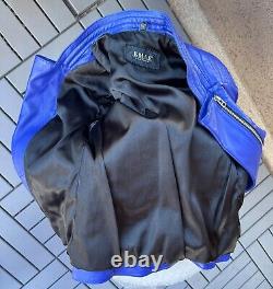 EMAS LEATHER BOLERO MOTO JACKET ROYAL BLUE/INDIGO Motorcycle/Biker Quilted RARE