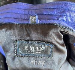 EMAS LEATHER BOLERO MOTO JACKET ROYAL BLUE/INDIGO Motorcycle/Biker Quilted RARE