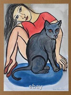 Eileen Cooper RA Lucky Black Cat Royal Academy Varnishing Day Print Rare