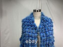 Expensive Awesome Free Shiping Rare Fantastic Us Royal Blue Mink Fur Lady Poncho