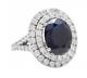 Fancy Oval Shape Royal Blue 6.02ct Sapphire With Double Halo Clear Cz Rare Ring