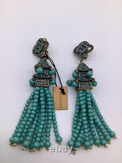 HEIDI DAUS Imperial Pagoda Tassel Drop Earrings NEW RARE Clips
