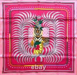 HERMES Carre 70 Silk Scarf Tigre Royal Fleuri Pink Rare New Unused with Box