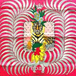 HERMES Carre 70 Silk Scarf Tigre Royal Fleuri Pink Rare New Unused with Box