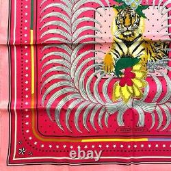 HERMES Carre 70 Silk Scarf Tigre Royal Fleuri Pink Rare New Unused with Box