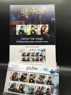 Harry Potter Royal Mail Unopened Stamps & Rare Promotional Stand Royal Mail