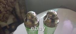 Hazel Atlas ROYAL LACE GREEN SALT & PEPPER SHAKERS EXC. VERY RARE STUNNING