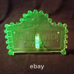 Imperial Glass Vaseline Yellow Candlewick Crystal Sign Calendar Holder Rare