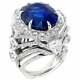 Incredibly Rare 22.74ct Royal Blue Ceylon Sapphire & 6.00ct Clear Cz Royal Ring