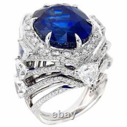 Incredibly Rare 22.74CT Royal Blue Ceylon Sapphire & 6.00CT Clear CZ Royal Ring