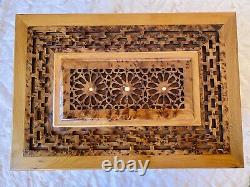 Large Handcrafted Luxury Rare Royal Thuya wood jewelry box, organizer with key