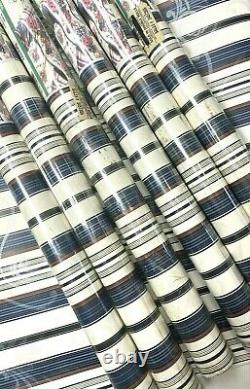 Lot 7 Imperial Wall Coverings Vintage Wallpaper Rare NOS Blue White Stripe 90s