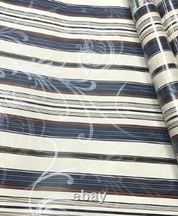 Lot 7 Imperial Wall Coverings Vintage Wallpaper Rare NOS Blue White Stripe 90s