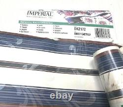 Lot 7 Imperial Wall Coverings Vintage Wallpaper Rare NOS Blue White Stripe 90s