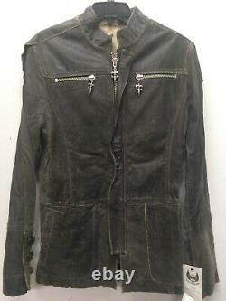 Men's Royal Underground rare Leather Jacket Size l cross green new motorcycle