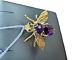 New 13.5g Solid 18k Yellow Gold & Amethyst Fly Brooch Hand Made & Rare