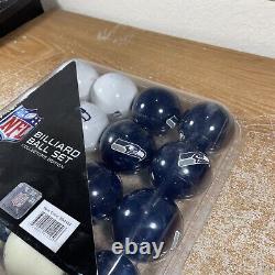 NFL Seattle Seahawks Pool Ball Billiards Balls Set New Blue White Rare