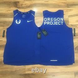NIKE BREATHE OREGON PROJECT Running Singlet Royal Blue Reflective Spellout Rare