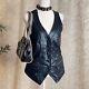 Nwot Rare Royal Underground Goth Leather & Lace Biker Vest Punk Vampire Size Xs