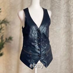 NWOT Rare Royal Underground Goth Leather & Lace Biker Vest Punk Vampire Size XS