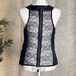 NWOT Rare Royal Underground Goth Leather & Lace Biker Vest Punk Vampire Size XS