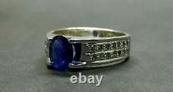 Natural Rare 2 Carat Royal Blue Sapphire Sterling Silver 925 Handmade Women Ring