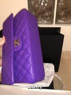 New 22A CHANEL Medium Classic Flap Bag Royal? Purple Caviar? RARE Handbag