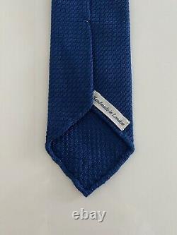 New Drakes London Tie RARE Royal Blue Large Knot Grenadine Silk Hand Rolled