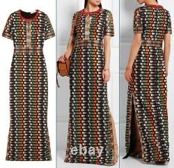 New NWT TORY BURCH EMBROIDERED FLORAL MESH Long Gown Dress Size 0 XS RARE $2498