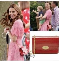 New Rare Mulberry Ruby Red Croc Print Leather Darley Handbag Aso royal