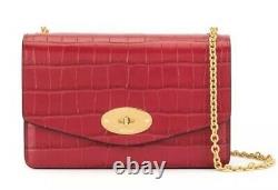 New Rare Mulberry Ruby Red Croc Print Leather Darley Handbag Aso royal
