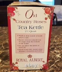 New Royal Albert Old Country Roses Enamel Stovetop Tea Kettle 2.5 Quart Rare