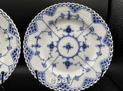 Pair of Rare NEW ROYAL COPENHAGEN 9 1/8 in Luncheon PlatesBlue Fluted Full Lace