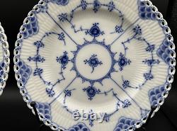 Pair of Rare NEW ROYAL COPENHAGEN 9 1/8 in Luncheon PlatesBlue Fluted Full Lace