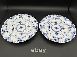 Pair of Rare NEW ROYAL COPENHAGEN 9 1/8 in Luncheon PlatesBlue Fluted Full Lace