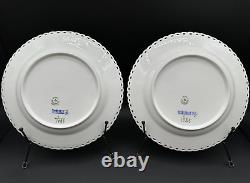 Pair of Rare NEW ROYAL COPENHAGEN 9 1/8 in Luncheon PlatesBlue Fluted Full Lace