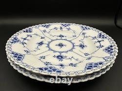 Pair of Rare NEW ROYAL COPENHAGEN 9 1/8 in Luncheon PlatesBlue Fluted Full Lace