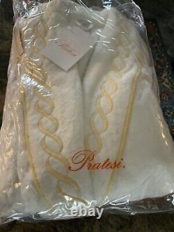 Pratesi New Womens Imperial Bathrobeyellow Chain Embroideredrare Org $1195med