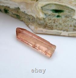 RARE AAAAA SALMON PINK BRAZILIAN IMPERIAL TOPAZ TERMINATED GEM CRYSTAL 5.50cts