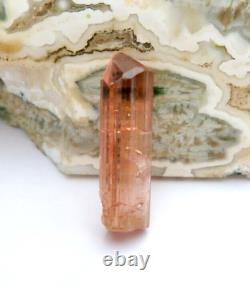 RARE AAAAA SALMON PINK BRAZILIAN IMPERIAL TOPAZ TERMINATED GEM CRYSTAL 5.50cts